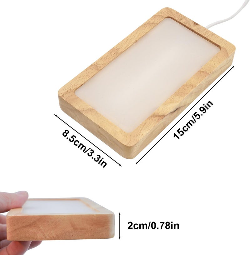 Bituulor Rectangle LED Light Base with Timer & Adjustable Brightness - Wood Display Stand for Glass Art,Crystal Display,6 inch - Image 2